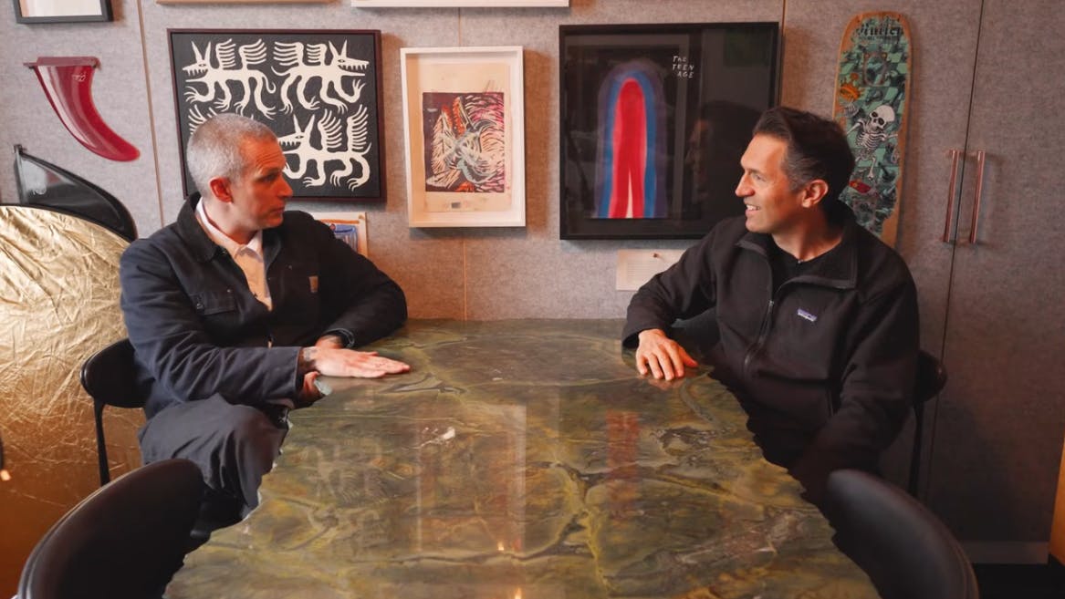 Andy Cooks and Ben Shewry talk at a table about Attica Melbourne's success.